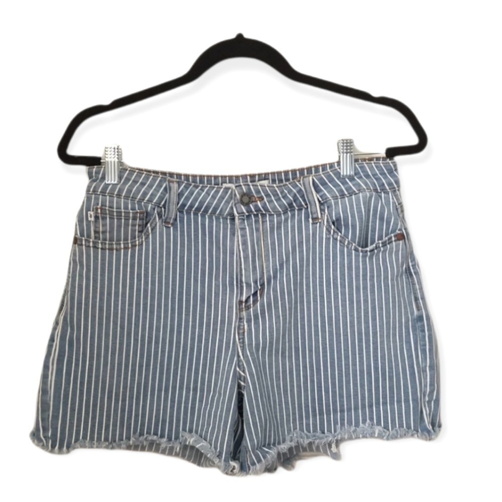 Judy Blue striped high rise denim cutoff shorts with stretch